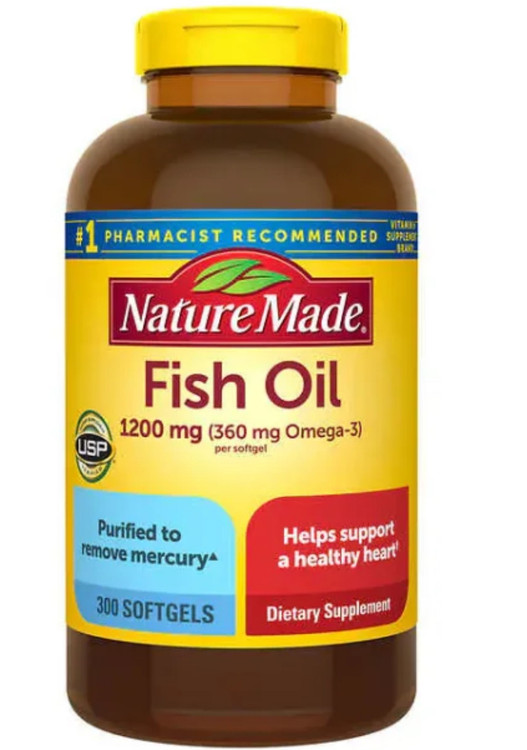 محصول آمریکا - به حمایت از قلب سالم با روغن ماهی Nature Made®، تصفیه شده برای حذف جیوه و سایر آلایندهها کمک کنید. تحقیقات حمایتی اما نه قطعی نشان می دهد که مصرف اسیدهای چرب امگا 3 EPA و DHA ممکن است خطر ابتلا به بیماری عروق کرونر قلب را کاهش دهد